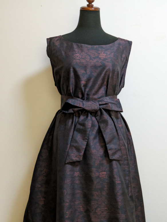 SOLD　着物リメイク　ワンピース　大島紬　M〜L 