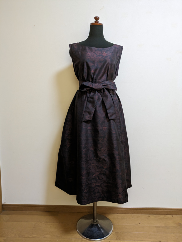 SOLD　着物リメイク　ワンピース　大島紬　M〜L 