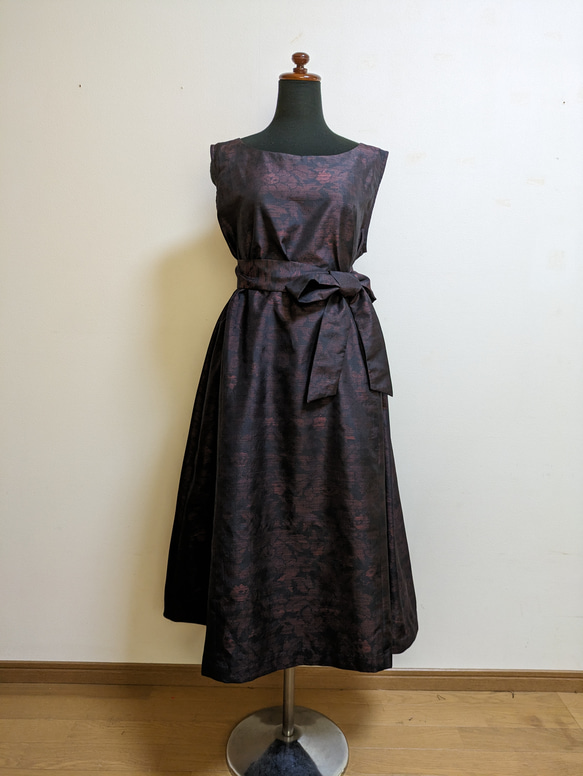 SOLD　着物リメイク　ワンピース　大島紬　M〜L 