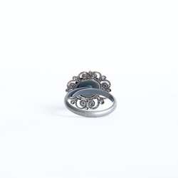 【指輪】　銀の花　アンティーク　ガラスボタン 8枚目の画像