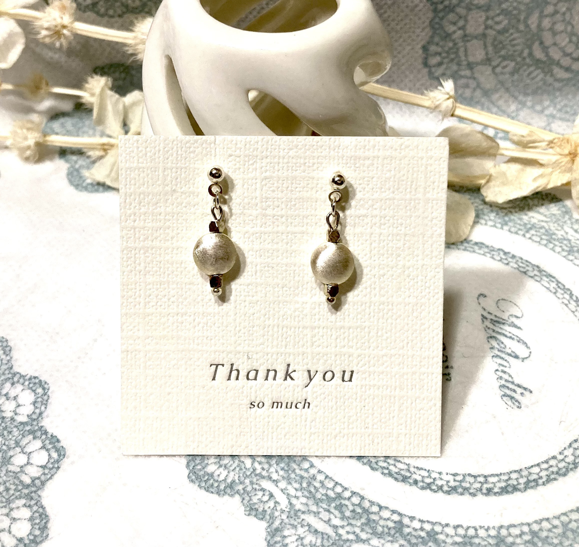 «114»  ◤完売しました◢   シルバー925サテンディスクカレンシルバーピアス