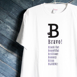 【5色展開】『B』ワード＋neco（ネコ）オリジナルTシャツ／ホワイト 3枚目の画像