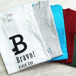 【5色展開】『B』ワード＋neco（ネコ）オリジナルTシャツ／ホワイト 6枚目の画像