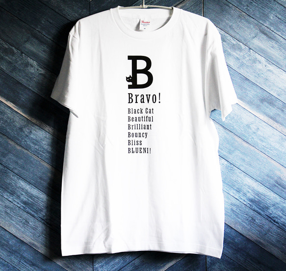 【5色展開】『B』ワード＋neco（ネコ）オリジナルTシャツ／ホワイト 5枚目の画像