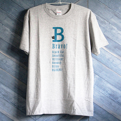 【5色展開】『B』ワード＋neco（ネコ）オリジナルTシャツ／杢グレー 5枚目の画像