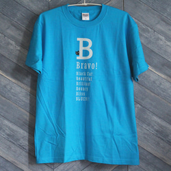 【5色展開】『B』ワード＋neco（ネコ）オリジナルTシャツ／ターコイズ 5枚目の画像