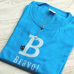 【5色展開】『B』ワード＋neco（ネコ）オリジナルTシャツ／ターコイズ 1枚目の画像