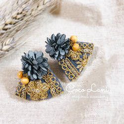 インド刺繍リボン アンティーク ゴールド タッセル 2way ✿ ビーズ刺繍