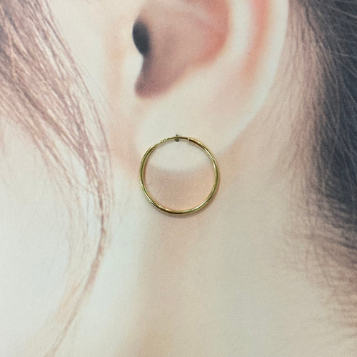 K18 GOLD】18金 15mm フープ ピアス 1個 18KP8 MADE IN JAPAN ピアス