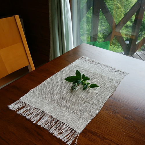 京都　天然藍染　本藍染　手織り　麻　インテリアマット　テーブルクロス　リネン 草木染 天然藍染 本藍染 麻 インテリアマット テーブルクロス
