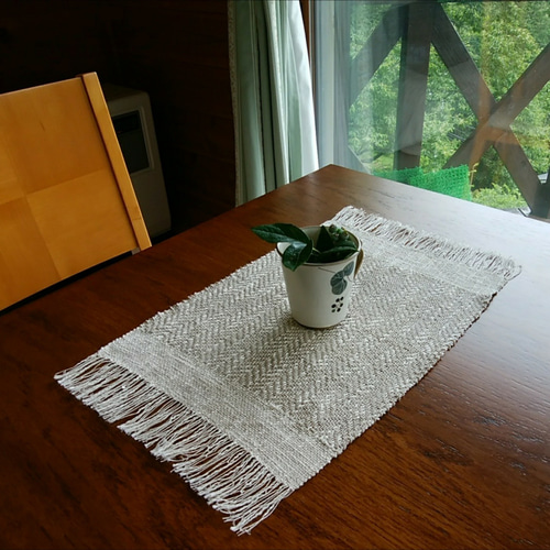 リネン生成り手織ティーマットC (ランチョンマット、生成り色の