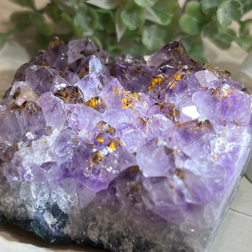 カコクセナイト内包✨ 紫水晶 アメジスト クラスター 原石 ラフ