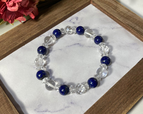 水晶 ラピスラズリ 天然石 ブレスレット 8mm /パワー 天然石