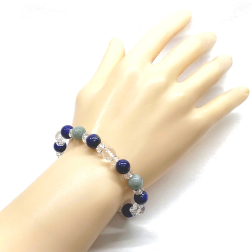水晶 ビルマ翡翠 ラピスラズリ 天然石 ブレスレット 8mm /パワー 水晶 ビルマ翡翠 ラピスラズリ 天然石 ブレスレット 8mm /パワー