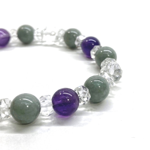 水晶 アメジスト ビルマ翡翠 天然石 ブレスレット 8mm /パワー 天然石