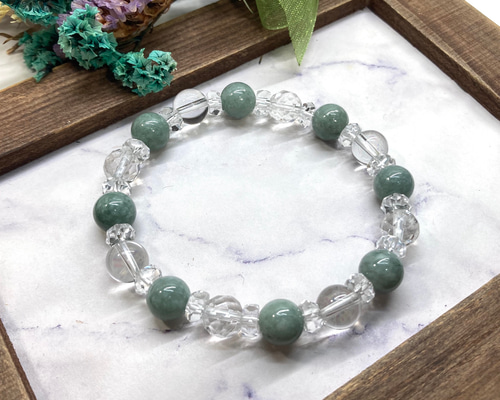 水晶 ビルマ翡翠 天然石 ブレスレット 8mm /パワー 天然石 ストーン