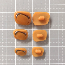 ボタン レトロ 変形 オレンジ 20mm・16mm・14mm 6個セット ch-026 3枚目の画像