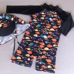 Fish pattern rash guard　お魚柄　フィッシュ　ベビーラッシュガード　男の子水着　海外水着　ベビー水 2枚目の画像