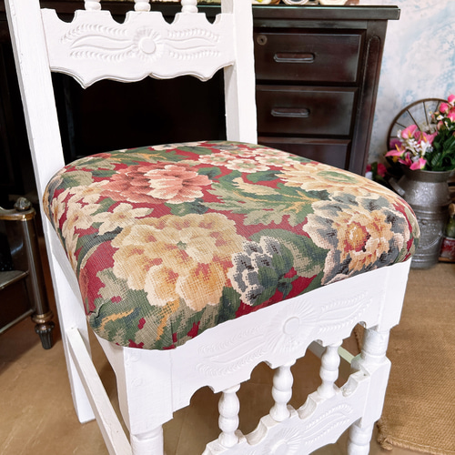 アンティーク商材 オールドウッド クッションチェア ウッド