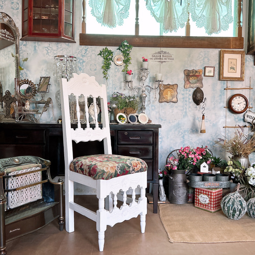 アンティーク商材 ① オールドウッド クッションチェア ウッドスツール 椅子 アンティーク商材 ② オールドウッド クッションチェア ウッド