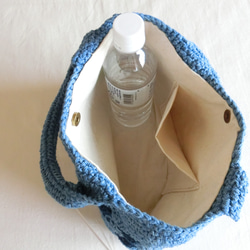 藍染め手編みミニトートバッグ 　松編み　全柄 7枚目の画像