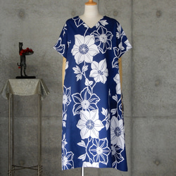 着物リメイク　竺仙　浴衣の夏ワンピース/Aライン    フリーサイズ 　大きめ　 3枚目の画像