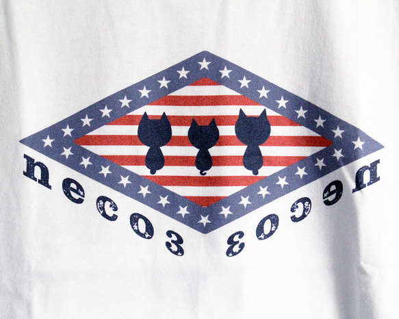 【2色展開】USA　neco3（ネコ）オリジナルTシャツ／ホワイト 4枚目の画像