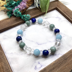 クンツァイト 青瑪瑙 水晶 天然石 ブレスレット 8mm /パワー 天然石