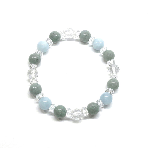 水晶 アクアマリン ビルマ翡翠 天然石 ブレスレット 8mm /パワー