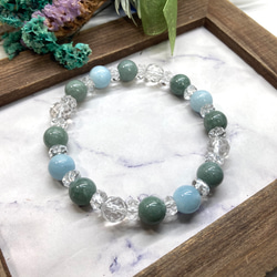 クンツァイト 青瑪瑙 水晶 天然石 ブレスレット 8mm /パワー 天然石