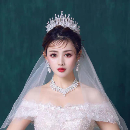 シルバー ネックレスとイヤリング ティアラセット