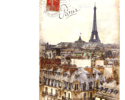 フランスアンティークフォトフレームガラスエッフェル塔柄レース入り
