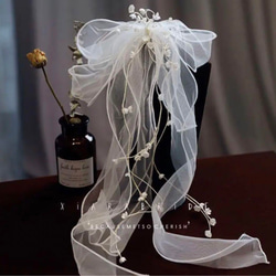 リボンヘアアクセサリー　ウェディング ヘッドドレス　結婚式　ブライダル　前撮り7/14 5枚目の画像
