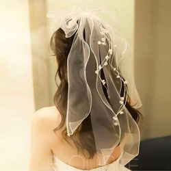 リボンヘアアクセサリー　ウェディング ヘッドドレス　結婚式　ブライダル　前撮り7/14 4枚目の画像