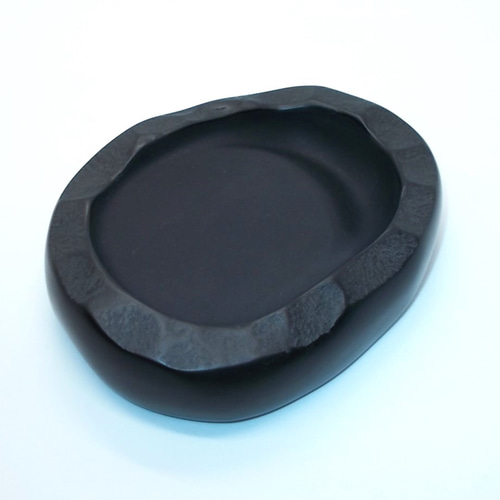 硯 3点　雨端硯 那智黒石 ふた付き硯 NO.0586 天然那智黒石製 ペン・筆記用具 猫印硯