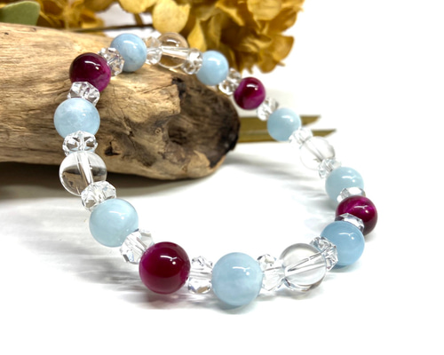 希望価格受け付け可☆パワーストーン ピンクタイガー アクアマリン