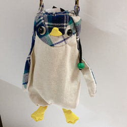 チェック柄のペンギン巾着 4枚目の画像