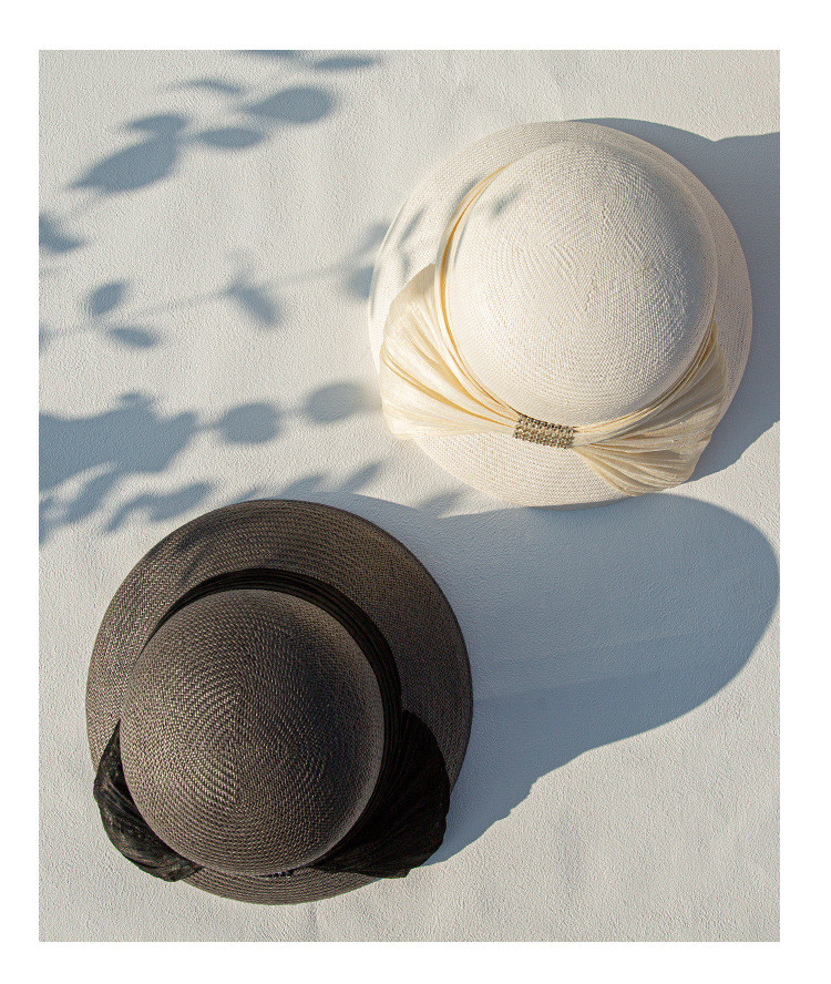 夏の麦わら帽子日よけ日焼け止めエレガントなヘップバーンスタイルフランスのビンテージ休暇旅行帽子の女性