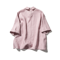 光滑時尚 5/4 袖套頭衫 100% 亞麻淺紫紅色 230707-2 第11張的照片