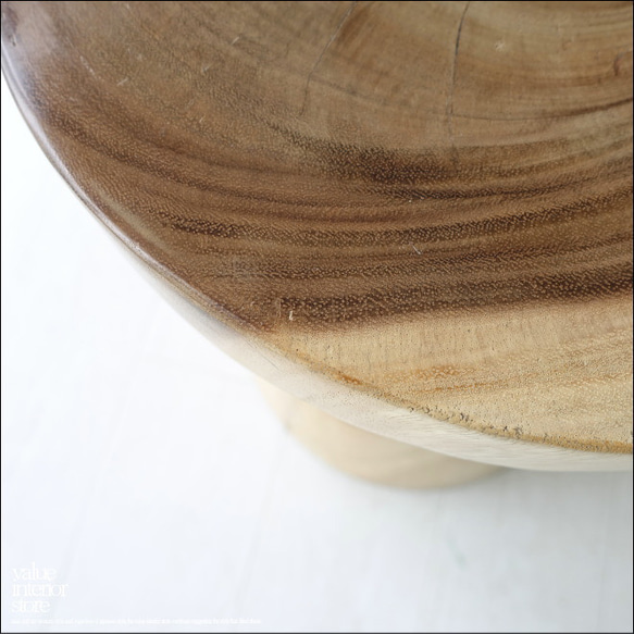 無垢材 マッシュルームスツールN/3 イス 椅子 ベンチ 木製スツール 花台 ナチュラル モンキーポッド 送料無料 8枚目の画像