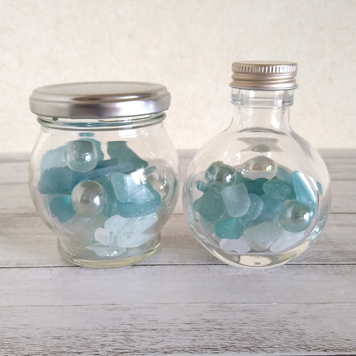 涼感ガラスオブジェ 選べる2つのカタチ シーグラス ブルー 文鎮