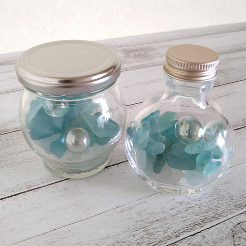 涼感ガラスオブジェ 選べる2つのカタチ シーグラス ブルー 文鎮