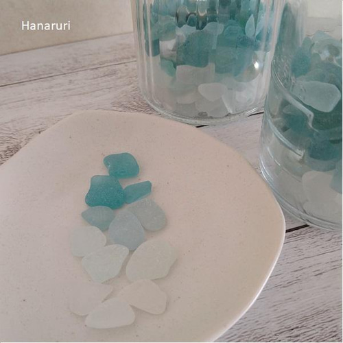 涼感ガラスオブジェ 選べる2つのカタチ シーグラス ブルー 文鎮