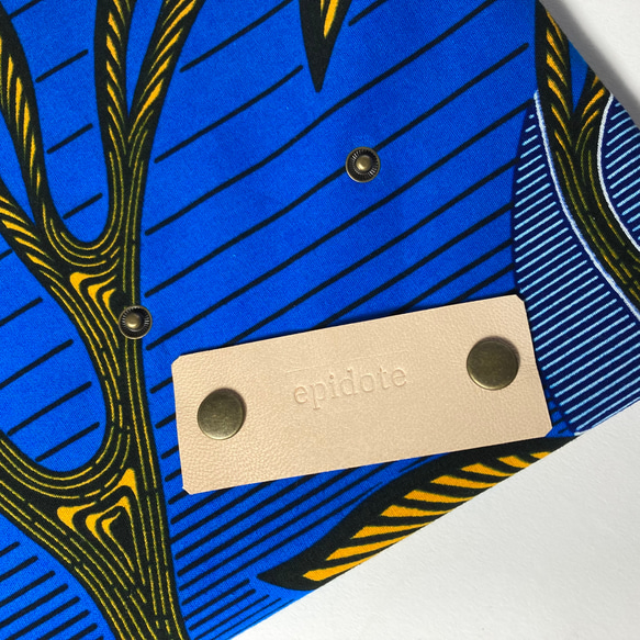 African print × Real leather Folding bag #moon 2枚目の画像