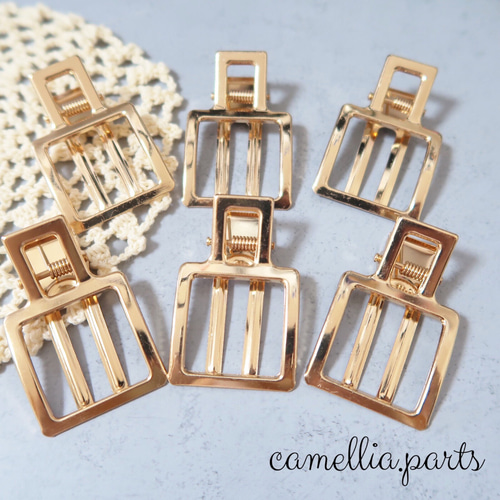 6個【ハート・スクエア・丸・花 ヘアクリップ】やっとこピン ワニ