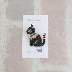 バステト神のブローチ ［ビーズ 猫 黒猫 エジプト」 6枚目の画像