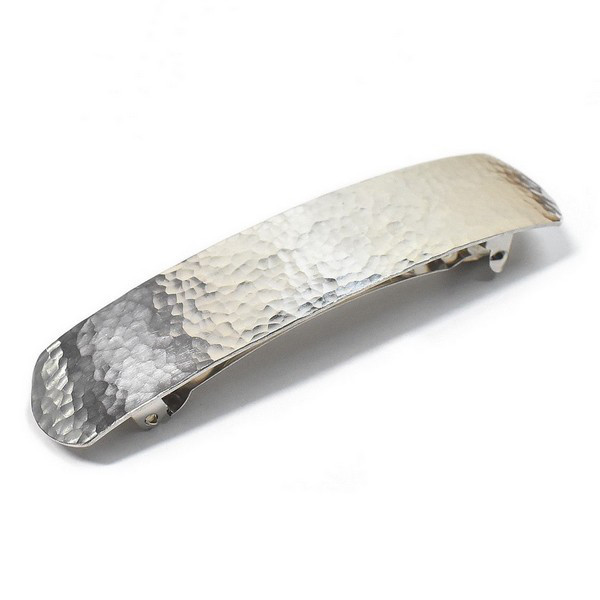 槌目模様 シルバー バレッタ Ｌサイズ