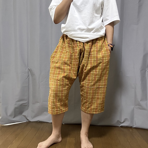 着物リメイク＊サルエルパンツ＊クロップド ハーフパンツ
