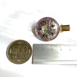 チェコガラスボタン　ヘアクリップ　5つの蕾　ピンク　ゴールド 8枚目の画像