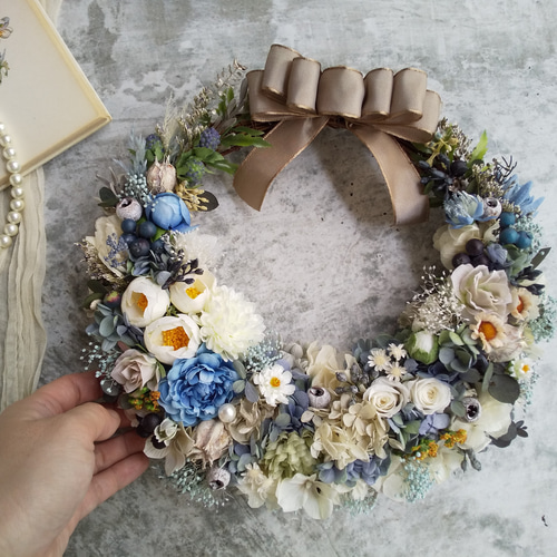 夏☀︎SALE！ブルーファンタジアのハーフリース／ブーケスワッグセット ブルーファンタジアのハーフリース ドライフラワー viento 通販